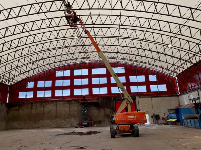 Söderenergi’s fabric structure from the inside after replacing the canvas
